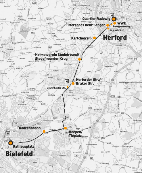 Streckenkarte "ohne auto mobil"