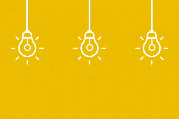 Weiße Glühbirnen-Icons auf gelben Hintergrund