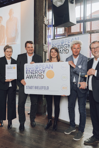 Ilga Schwidder, Bundesgeschäftsstelle eea, Umweltdezernent Martin Adamski, Katharina Wecken, Stadtwerke Bielefeld, Michael Bleimund, ISB, Oliver Krischer, Minister für Umwelt